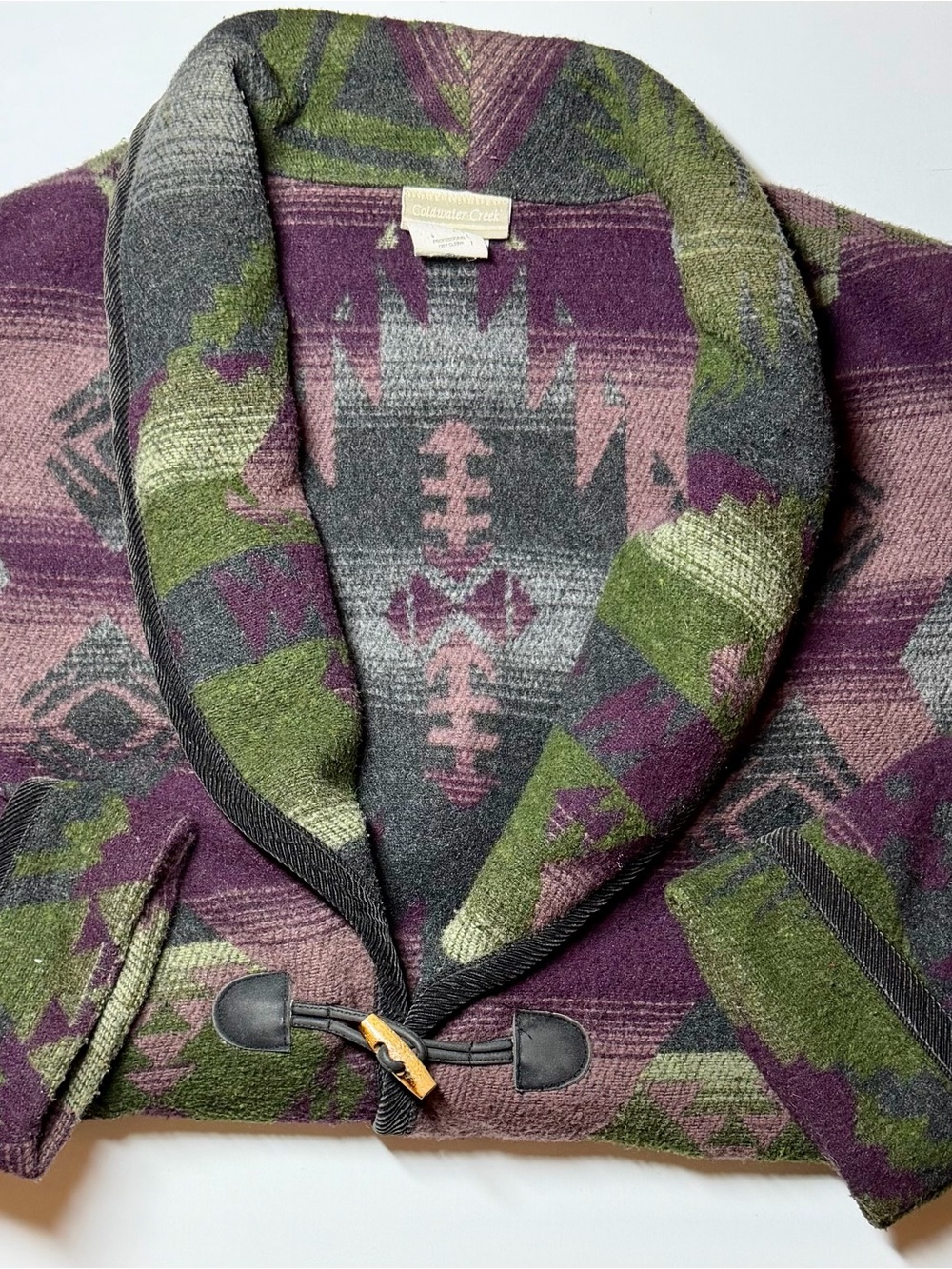 Coldwater Creek Aztec Wool Blend Jacket Women’s XL Southwestern Toggle Button EU